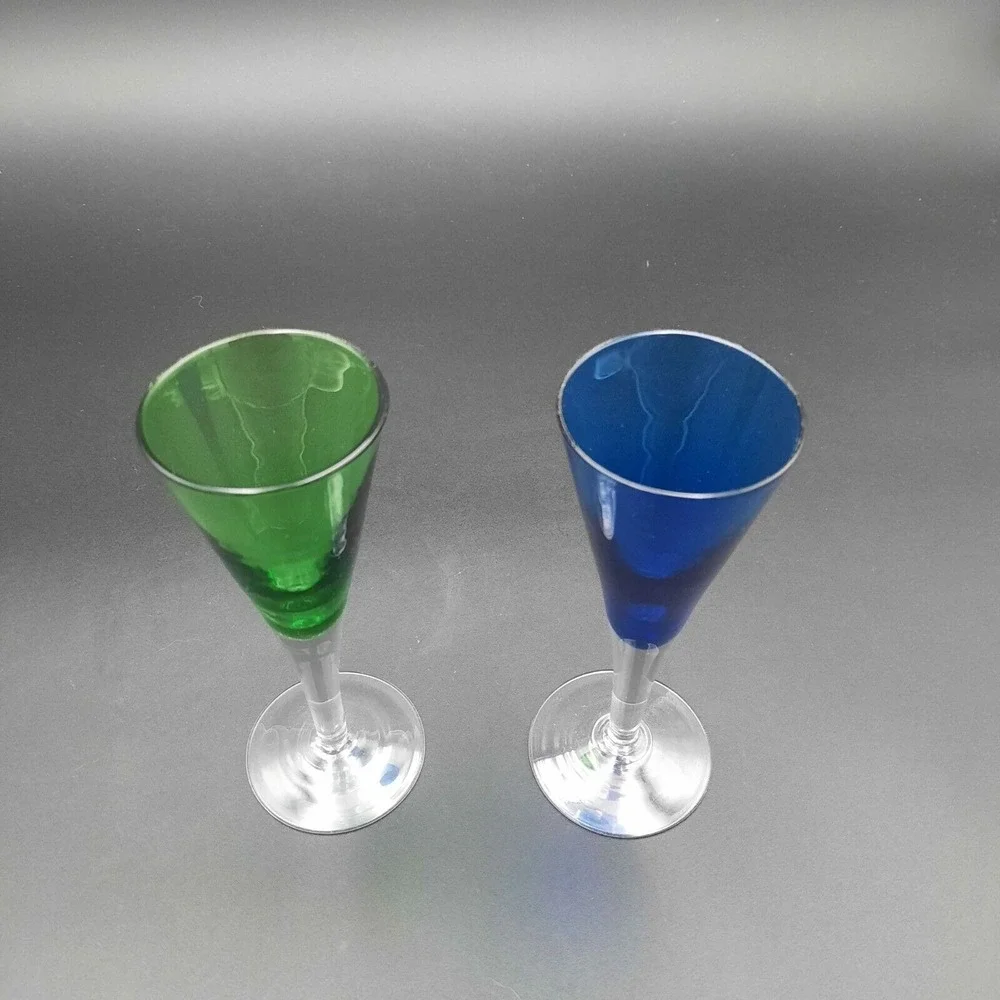 Vintage Glass Martini Cocktail Glasses Set Of 2‎
